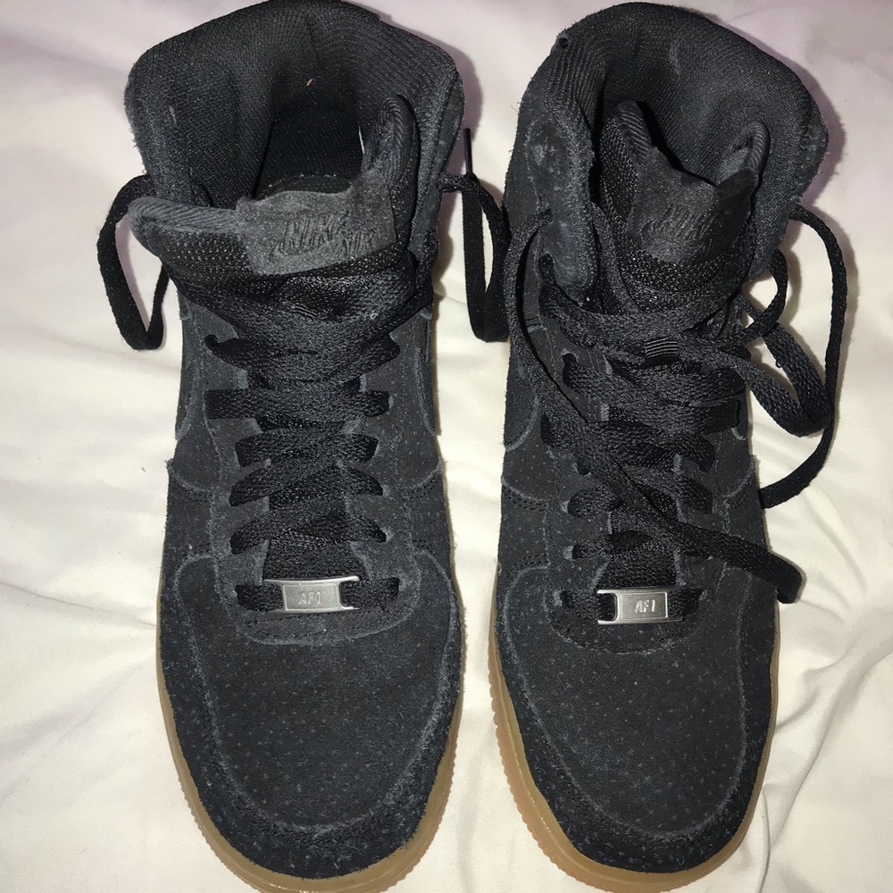 Black Air Force 1s Gum Sole 7.5
